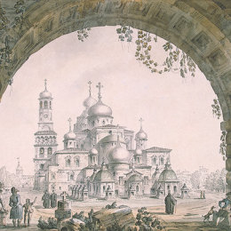《莫斯科新耶路撒冷修道院观》贾科莫·奎朗(Giacomo Quarenghi)高清作品欣赏