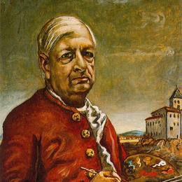 《带调色板的自画像》乔治·德·基里科(Giorgio de Chirico)高清作品欣赏
