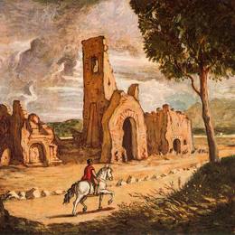 《通过阿皮亚》乔治·德·基里科(Giorgio de Chirico)高清作品欣赏