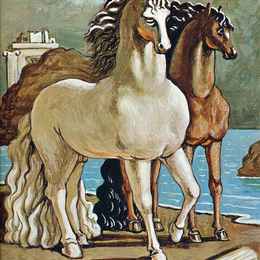 《湖心岛的两匹马》乔治·德·基里科(Giorgio de Chirico)高清作品欣赏