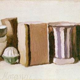 《静物（杯子和盒子）》乔治·莫兰迪(Giorgio Morandi)高清作品欣赏