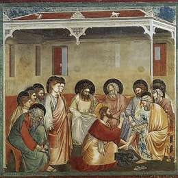 《基督洗门徒的脚》乔托·迪·邦多内(Giotto)高清作品欣赏