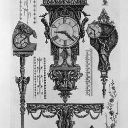 乔瓦尼·巴蒂斯塔·皮拉内西(Giovanni Battista Piranesi)高清作品:A table on the wall with two Satyrs, a pndola, two watches,