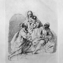 乔瓦尼·巴蒂斯塔·皮拉内西(Giovanni Battista Piranesi)高清作品:The Blessed Virgin with Saints Peter and Paul, by Guercino