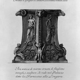 乔瓦尼·巴蒂斯塔·皮拉内西(Giovanni Battista Piranesi)高清作品:Ancient marble Altar in the palace of the Farnesina