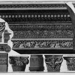 乔瓦尼·巴蒂斯塔·皮拉内西(Giovanni Battista Piranesi)高清作品:Architrave, frieze, cornice, various capitals (Saints Cosmas