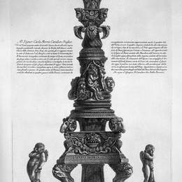 乔瓦尼·巴蒂斯塔·皮拉内西(Giovanni Battista Piranesi)高清作品:Candlestick reconstructed from fragments already in the anci