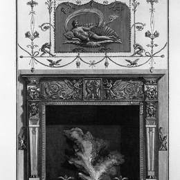 乔瓦尼·巴蒂斯塔·皮拉内西(Giovanni Battista Piranesi)高清作品:Fireplace: in the frieze, sacrificing two fauns, including w