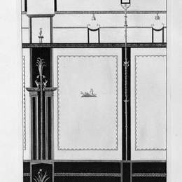 乔瓦尼·巴蒂斯塔·皮拉内西(Giovanni Battista Piranesi)高清作品:In the House of Pompeii, the lower floor of the porch wall w