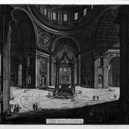《梵蒂冈圣彼得大教堂的内部观》乔瓦尼·巴蒂斯塔·皮拉内西(Giovanni Battista Piranesi)高清作品欣赏