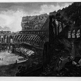 《圆形竞技场的内视图》乔瓦尼·巴蒂斯塔·皮拉内西(Giovanni Battista Piranesi)高清作品欣赏