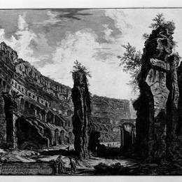 乔瓦尼·巴蒂斯塔·皮拉内西(Giovanni Battista Piranesi)高清作品:Interior View of the Flavian Amphitheatre, called the Coloss