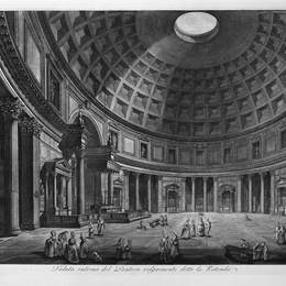 《万神殿的内景，俗称圆形大厅》乔瓦尼·巴蒂斯塔·皮拉内西(Giovanni Battista Piranesi)高清作品欣赏