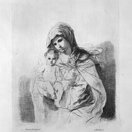 乔瓦尼·巴蒂斯塔·皮拉内西(Giovanni Battista Piranesi)高清作品:The Virgin and Child in half-figure in her arms, from Guerci