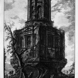 乔瓦尼·巴蒂斯塔·皮拉内西(Giovanni Battista Piranesi)高清作品:Remains of an ancient tomb, now called the distaff, which is