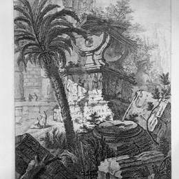 乔瓦尼·巴蒂斯塔·皮拉内西(Giovanni Battista Piranesi)高清作品:Remains of ancient buildings including the Urn Burial Evvia