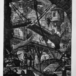 《吊桥》乔瓦尼·巴蒂斯塔·皮拉内西(Giovanni Battista Piranesi)高清作品欣赏