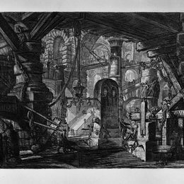 《带链的桥墩》乔瓦尼·巴蒂斯塔·皮拉内西(Giovanni Battista Piranesi)高清作品欣赏
