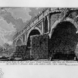 乔瓦尼·巴蒂斯塔·皮拉内西(Giovanni Battista Piranesi)高清作品:The Roman antiquities, t. 1, Plate XX. Ponte Rotto.