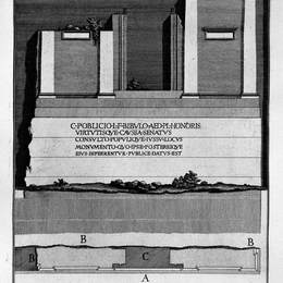 乔瓦尼·巴蒂斯塔·皮拉内西(Giovanni Battista Piranesi)高清作品:The Roman antiquities, t. 2, Plate IV. Plan and elevation of