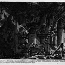 乔瓦尼·巴蒂斯塔·皮拉内西(Giovanni Battista Piranesi)高清作品:The Roman antiquities, t. 2, Plate LVI. Interior view of the