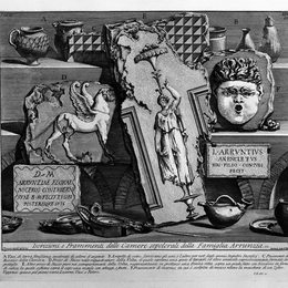 乔瓦尼·巴蒂斯塔·皮拉内西(Giovanni Battista Piranesi)高清作品:The Roman antiquities, t. 2, Plate XIV. Inscriptions and fra