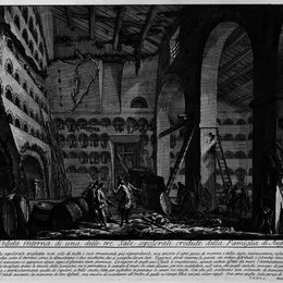 乔瓦尼·巴蒂斯塔·皮拉内西(Giovanni Battista Piranesi)高清作品:The Roman antiquities, t. 2, Plate XLII. Interior view of on