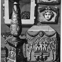 乔瓦尼·巴蒂斯塔·皮拉内西(Giovanni Battista Piranesi)高清作品:The Roman antiquities, t. 2, Plate XXV. Large urn of porphyr