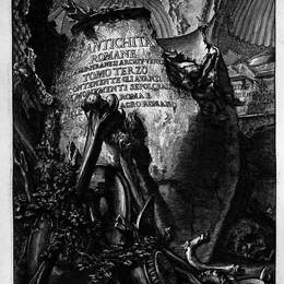 乔瓦尼·巴蒂斯塔·皮拉内西(Giovanni Battista Piranesi)高清作品:The Roman antiquities, t. 3, Plate I. Cover Page. Over a lar