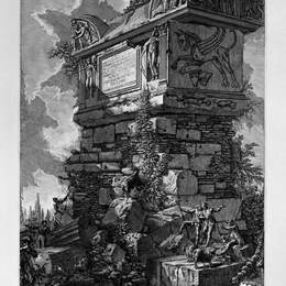 乔瓦尼·巴蒂斯塔·皮拉内西(Giovanni Battista Piranesi)高清作品:The Roman antiquities, t. 3, Plate XIV. View of a tomb outsi