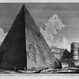 乔瓦尼·巴蒂斯塔·皮拉内西(Giovanni Battista Piranesi)高清作品:The Roman antiquities, t. 3, Plate XL. View of the Pyramid o