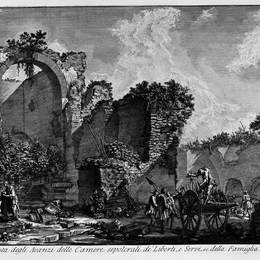 乔瓦尼·巴蒂斯塔·皮拉内西(Giovanni Battista Piranesi)高清作品:The Roman antiquities, t. 3, Plate XXII. View the remains of