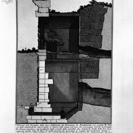 乔瓦尼·巴蒂斯塔·皮拉内西(Giovanni Battista Piranesi)高清作品:The Roman antiquities, t. 4, Plate LIV. Section of the menag