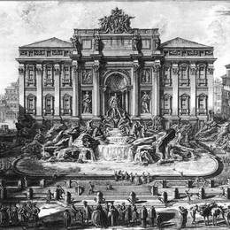 《特雷维喷泉在罗马》乔瓦尼·巴蒂斯塔·皮拉内西(Giovanni Battista Piranesi)高清作品欣赏
