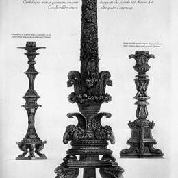 《三盏吊灯来自古老的浮雕》乔瓦尼·巴蒂斯塔·皮拉内西(Giovanni Battista Piranesi)高清作品欣赏