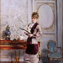 《崇拜扇子的女士》乔瓦尼·波尔蒂尼(Giovanni Boldini)高清作品欣赏