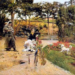 《在花园里》乔瓦尼·波尔蒂尼(Giovanni Boldini)高清作品欣赏