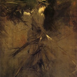 《在长廊中》乔瓦尼·波尔蒂尼(Giovanni Boldini)高清作品欣赏