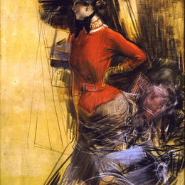 《穿红色外套的女士》乔瓦尼·波尔蒂尼(Giovanni Boldini)高清作品欣赏