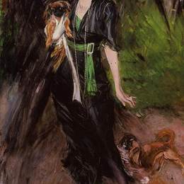 乔瓦尼·波尔蒂尼(Giovanni Boldini)高清作品:Portrait of a Lady Lina Bilitis with Two Pekinese