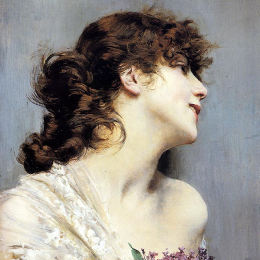《年轻女人的简介》乔瓦尼·波尔蒂尼(Giovanni Boldini)高清作品欣赏