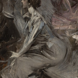 《坐着的女士（谈话）》乔瓦尼·波尔蒂尼(Giovanni Boldini)高清作品欣赏