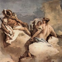 《火星，金星和丘比特》乔万尼·多米尼克·提埃波罗(Giovanni Domenico Tiepolo)高清作品欣赏