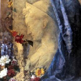 《与塞西莉亚的静物画》乔凡尼·塞冈提尼(Giovanni Segantini)高清作品欣赏