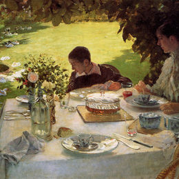 《花园里的早餐》朱塞佩·德·尼蒂斯(Giuseppe de Nittis)高清作品欣赏