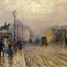 《巴黎街的马车。》朱塞佩·德·尼蒂斯(Giuseppe de Nittis)高清作品欣赏