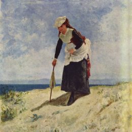 《海滩上的女人》朱塞佩·德·尼蒂斯(Giuseppe de Nittis)高清作品欣赏