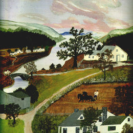 《傍晚的春天》摩西奶奶(Grandma Moses)高清作品欣赏