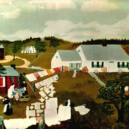 《洗衣日》摩西奶奶(Grandma Moses)高清作品欣赏