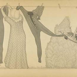 格兰特伍德(Grant Wood)高清作品:Untitled, from suite Savage Iowa (Clothesline)